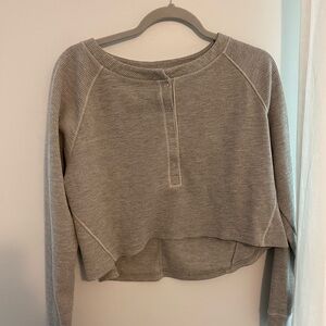 Free People Gray Cropped Boxy Sweatshirt